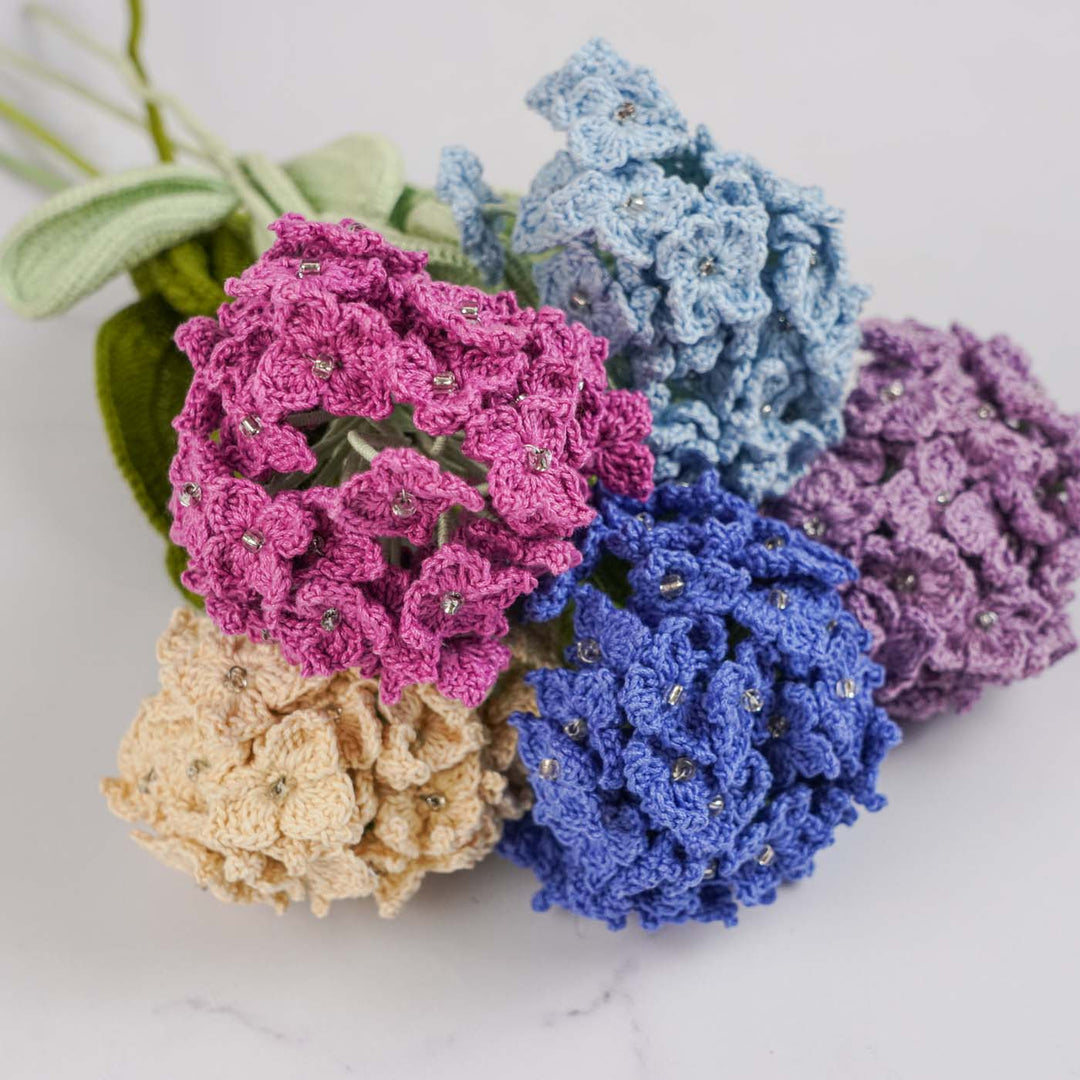 Handmade Crochet Hydrangea Cotton Flower Stick | Pack Of 1