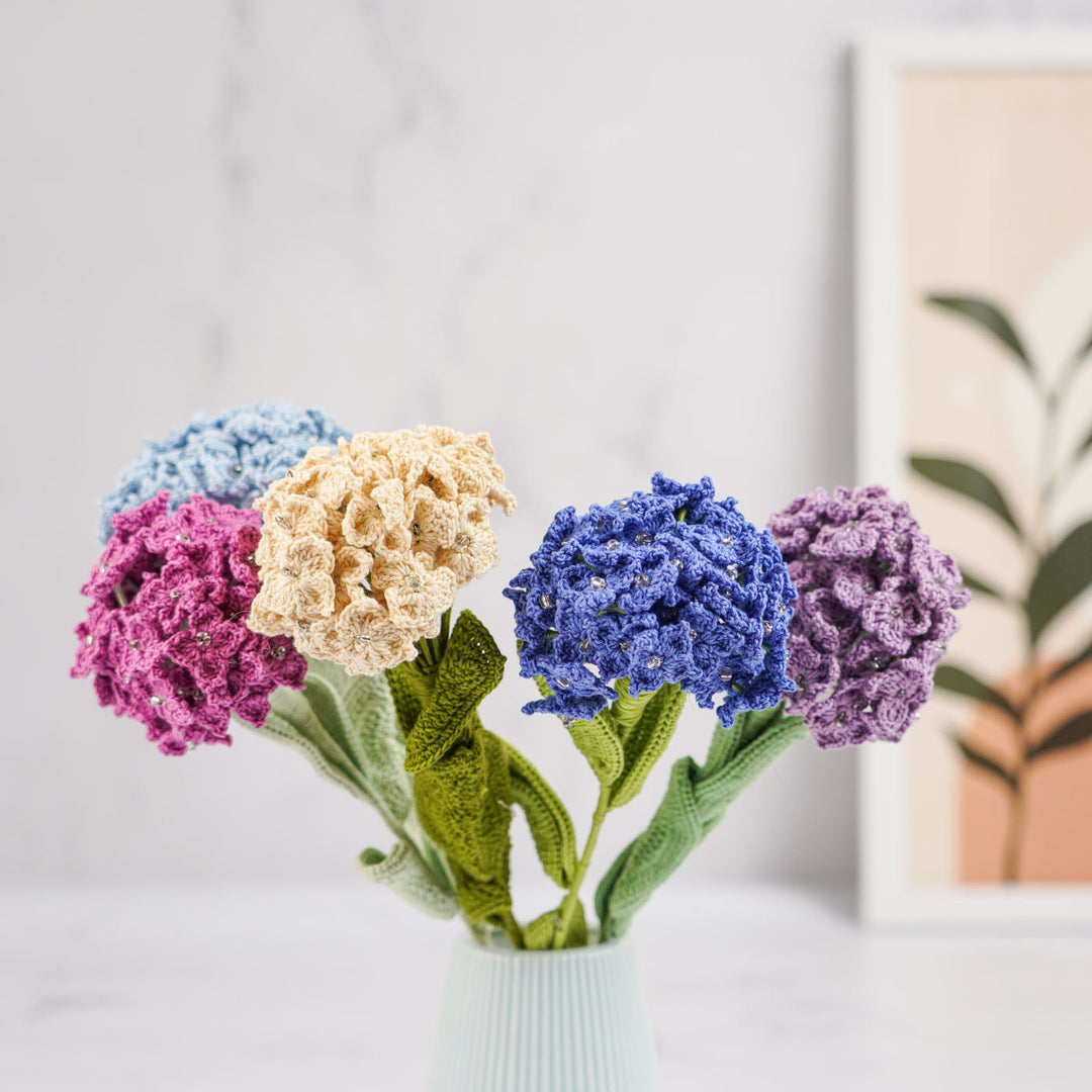 Handmade Crochet Hydrangea Cotton Flower Stick | Pack Of 1