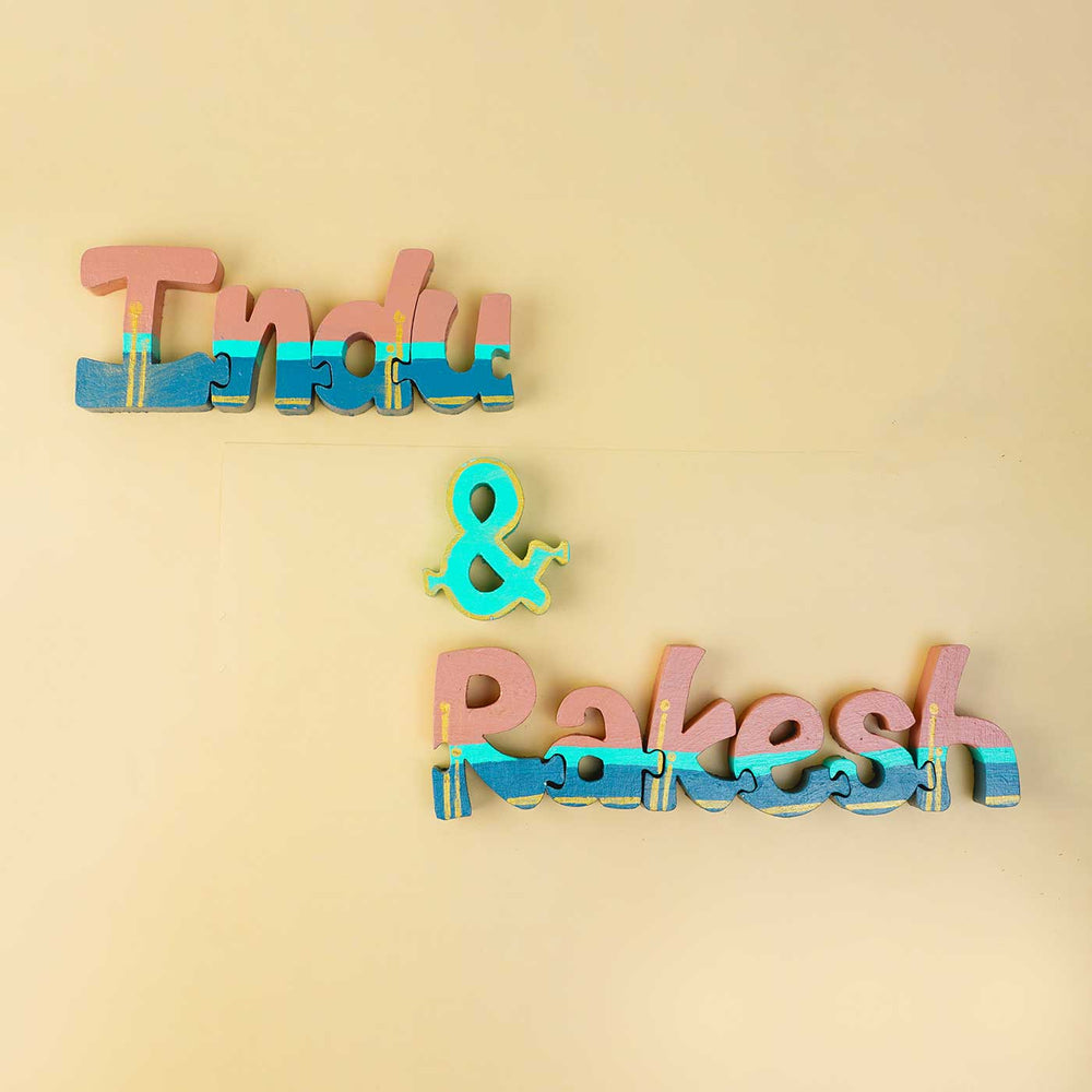 Hand Painted Wooden Jigsaw Name Blocks 2 - Name Personalization Example Front View