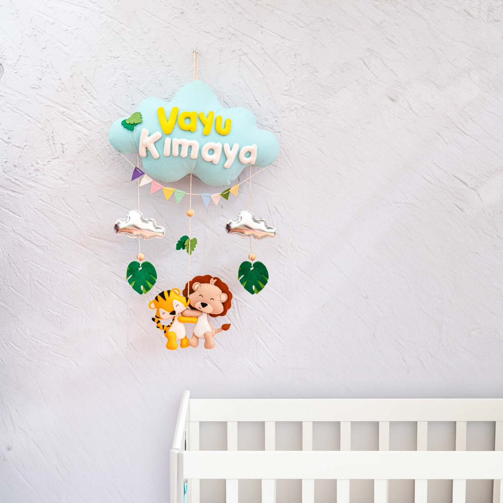 Handcrafted Personalized Cloud Theme Name Plate For Kids 2 - Hanging on Nursery Wall Above Crib