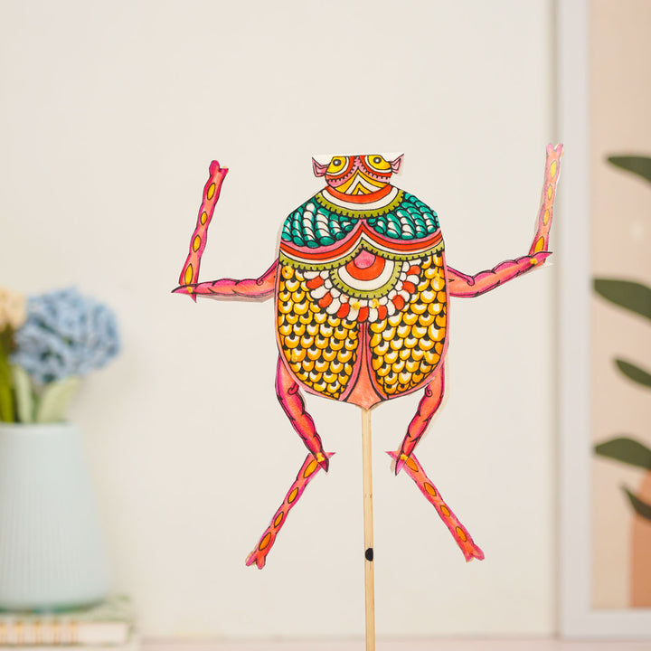 Hand-Painted Beetle Tholu Bommalata Flip Toy