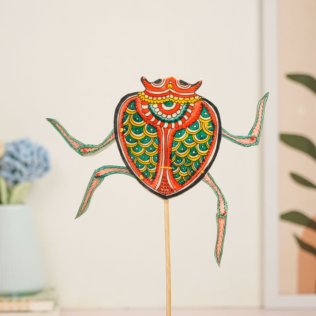 Hand-Painted Beetle Tholu Bommalata Flip Toy