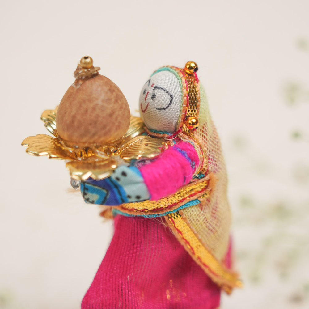 Handmade Decorative Shagun Supari With Roli Chawal - Close-up Detail View