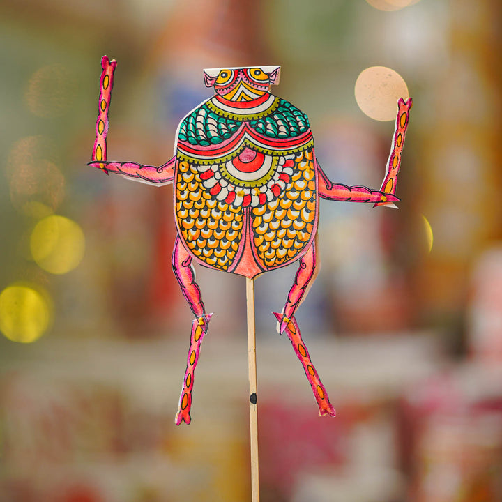 Hand-Painted Beetle Tholu Bommalata Flip Toy