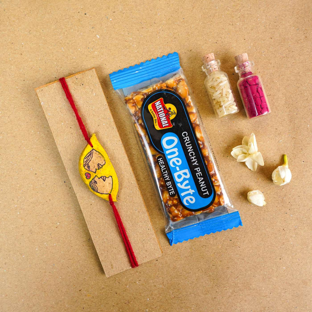 Handmade Plantable Seed Rakhi With Roli Chawal - Bracelet with Packaging and Sweets