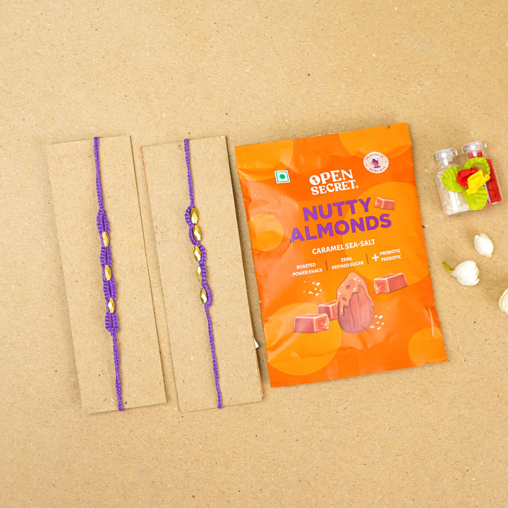 Handmade Macrame Beaded Rakhi With Roli Chawal Set Of 2 - Blue pair with packaging (15)