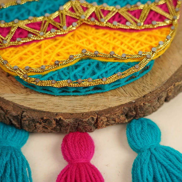 Handmade String Art Diwali Diya Design MDF Wood Decorative Plaque