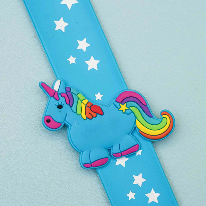 Handmade Unicorn Slap Band Kids Rakhi With Roli Chawal - Close-up on Unicorn Charm