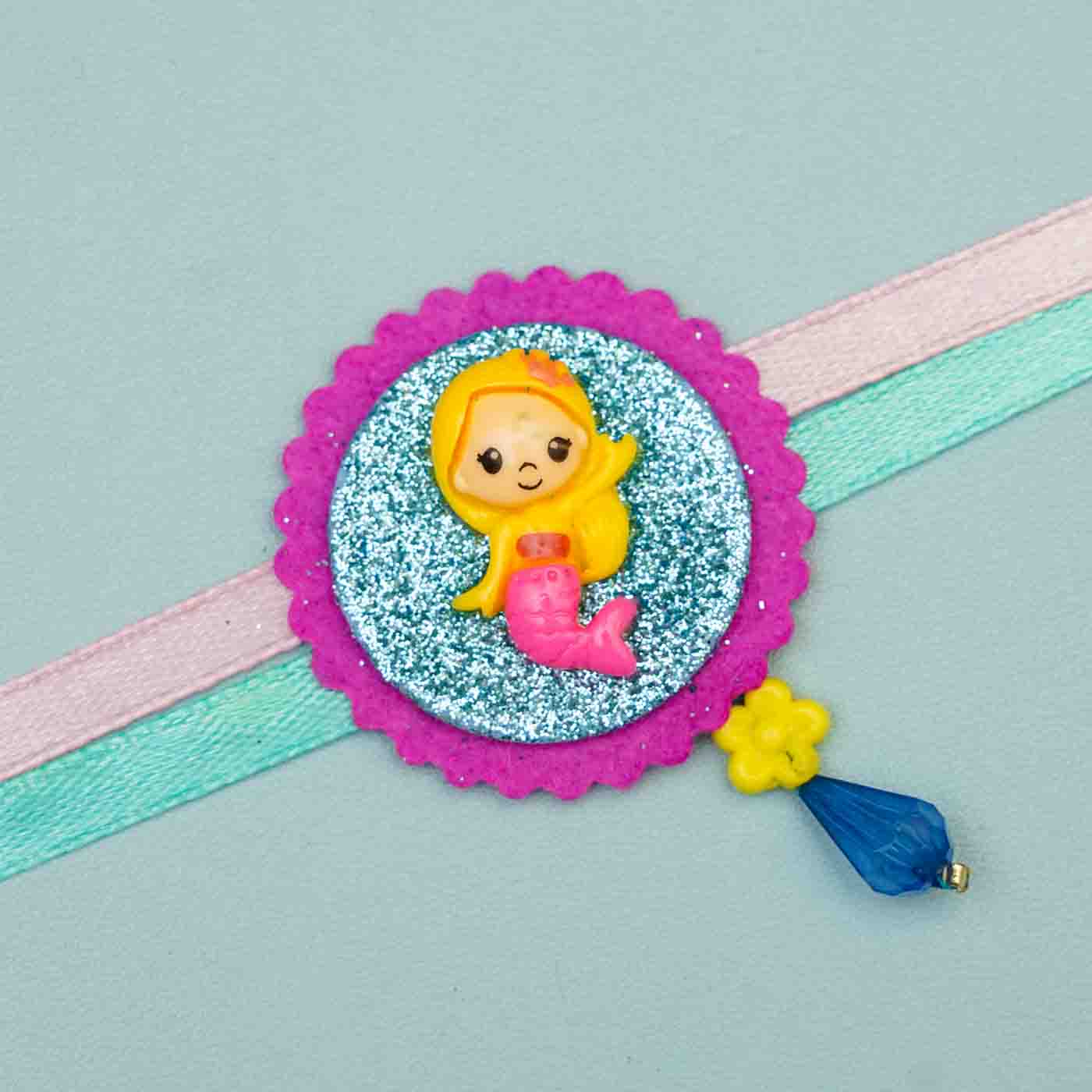 Handmade Bead & Felt Work Kids Rakhi 156