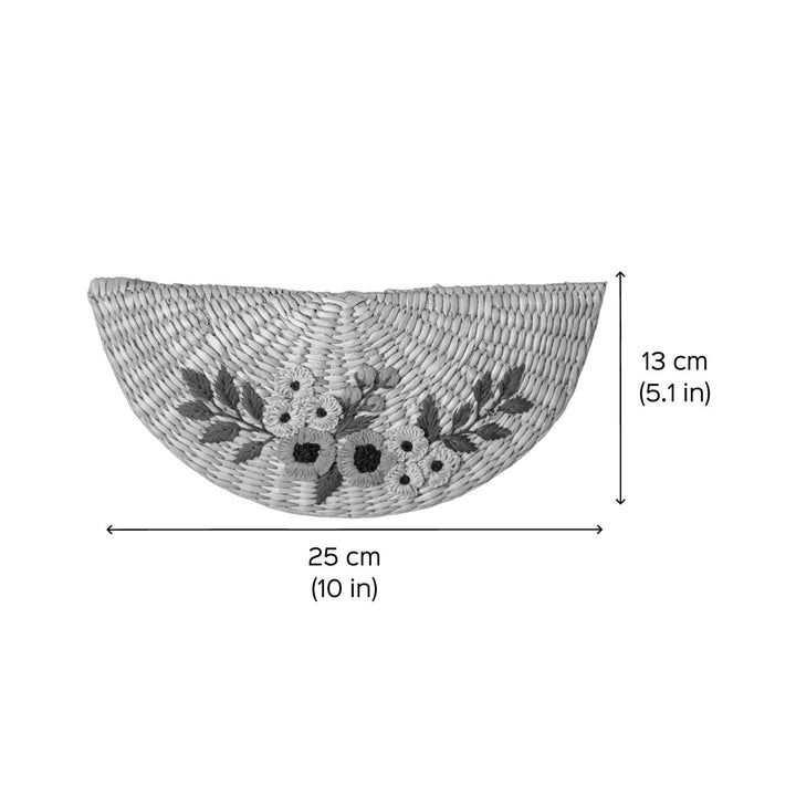 Handmade Floral Embroidered Water Reed Purse