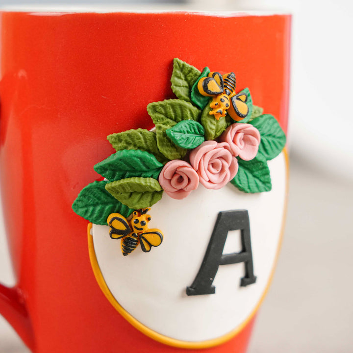 Personalized Polymer Clay Bee Theme Ceramic Mug