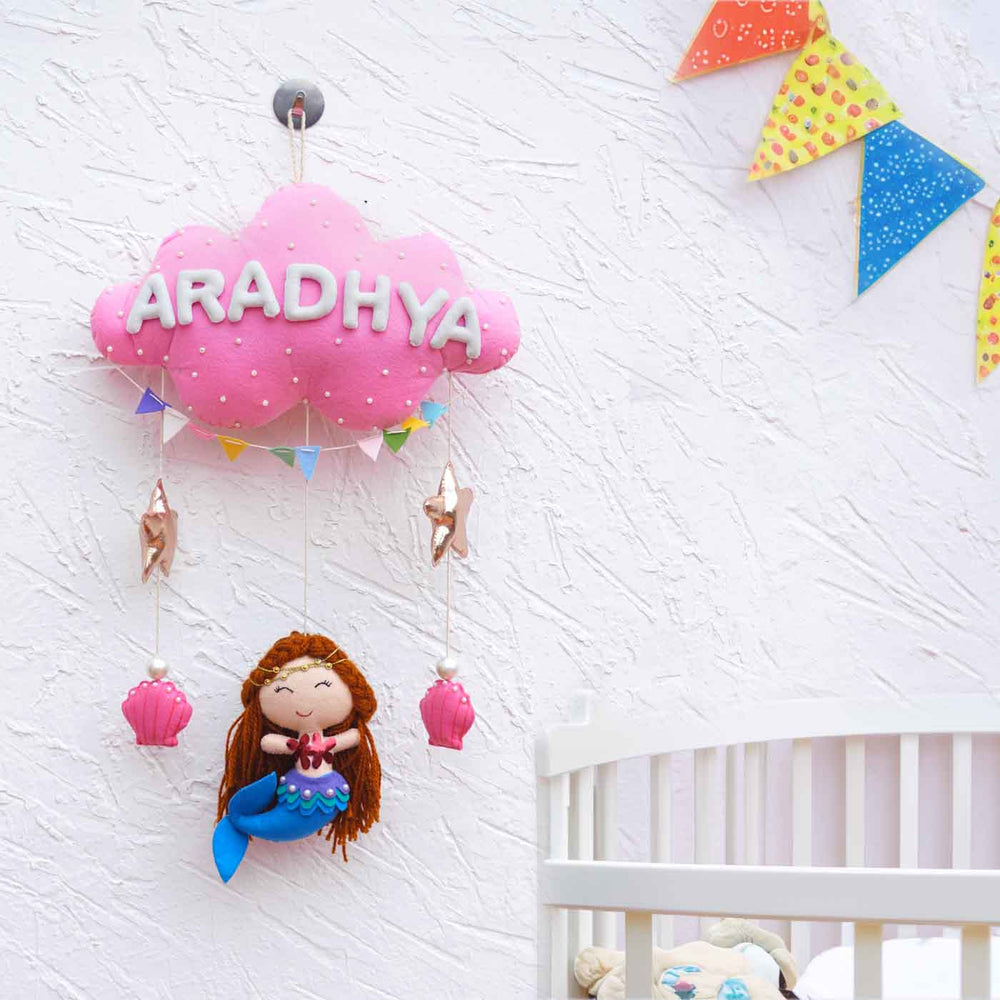 Handcrafted Personalized Cloud Theme Name Plate For Kids 6 - Wall Hanging Personalized Name Display