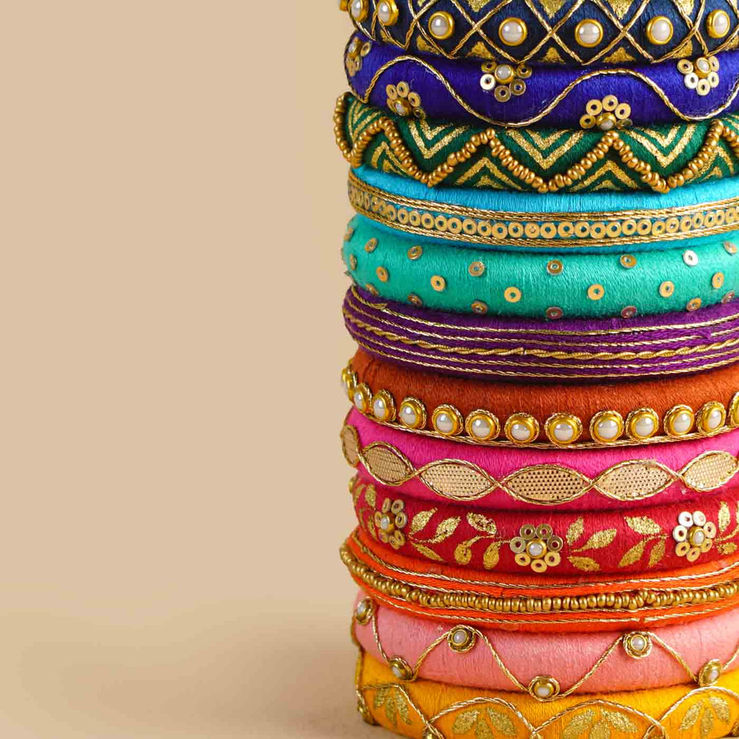 Multicolor Handcrafted Tanvi Bangles | Set of 12