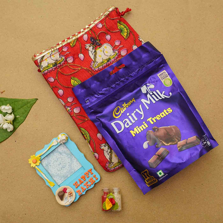 Handmademdf And Clay Photo Magnet Rakhi Gift For Brothers - Product Bundle Display