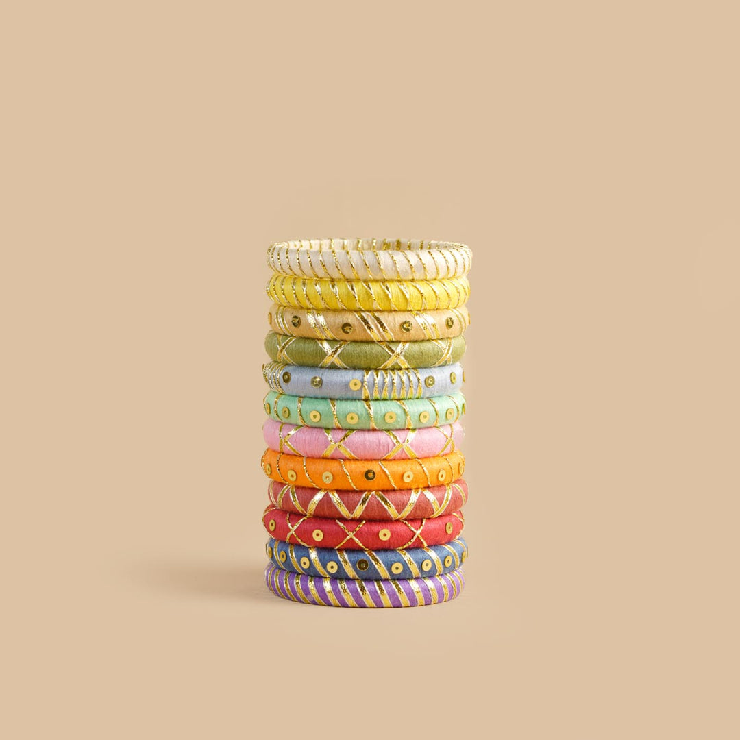 Multicolor Handcrafted Nimrat Gotapatti Bangles | Set of 12