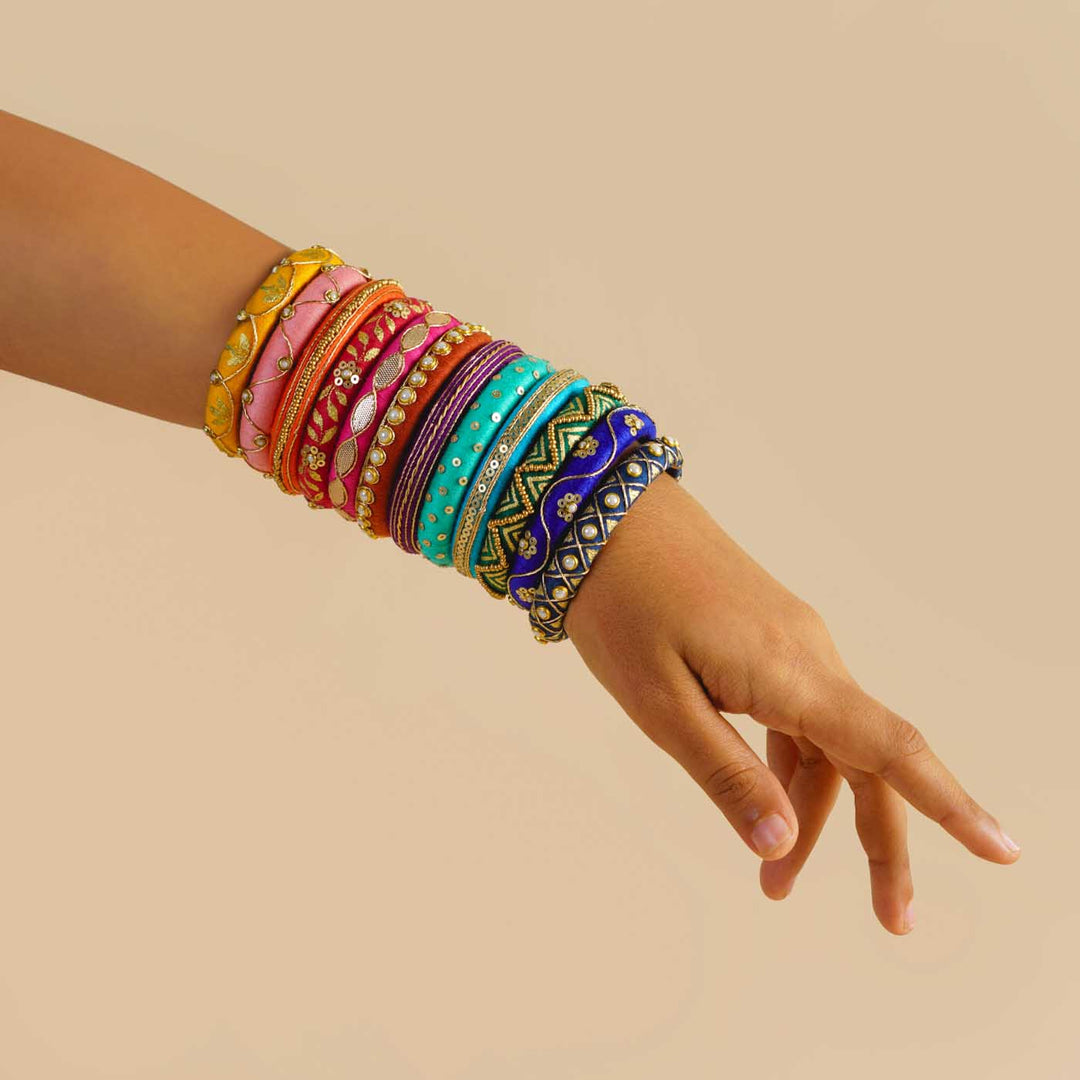 Multicolor Handcrafted Tanvi Bangles | Set of 12
