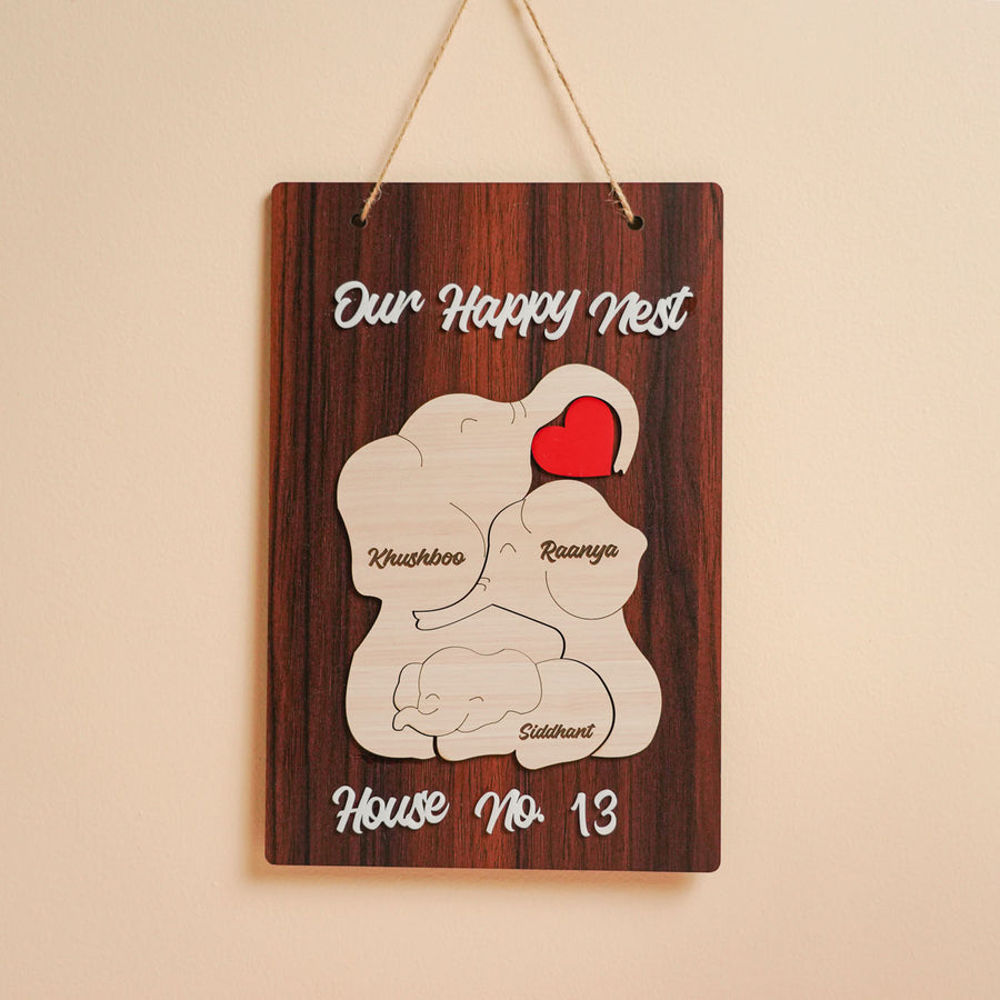 Personalized Woodzzle Theme Wooden Nameplate - Hanging on Wall Showing Personalization