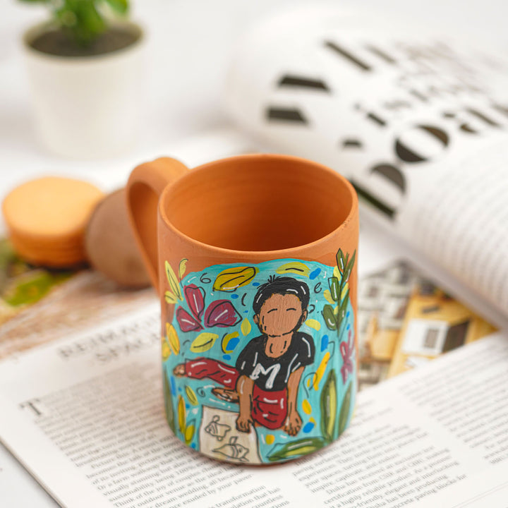 Photo Personalized Hand-Painted Khinoor Design Terracotta Mug