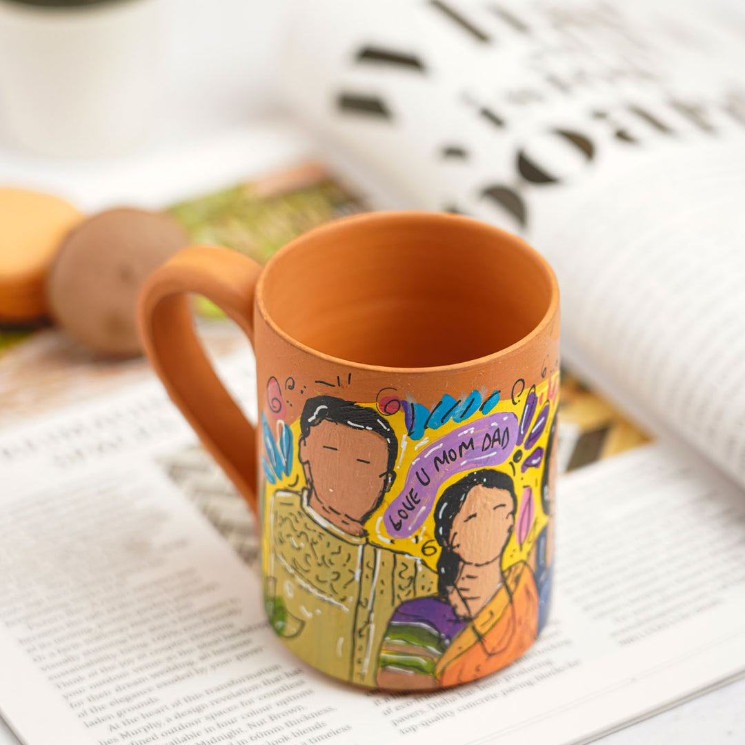 Photo Personalized Hand-Painted Khinoor Design Terracotta Mug