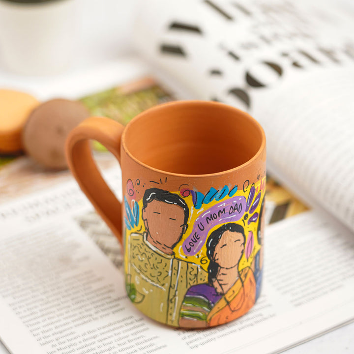 Photo Personalized Hand-Painted Khinoor Design Terracotta Mug