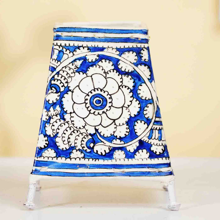 Floral Hand Painted Tholu Bommalata Small Tabletop Lamp | 6 inches