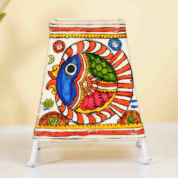 Fish Hand Painted Tholu Bommalata Small Tabletop Lamp | 6 inches