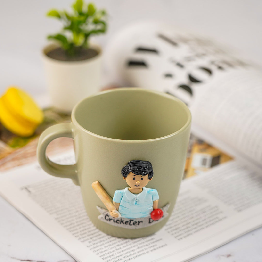 Personalized Handmade Polymer Clay Sports Dad Theme Ceramic Mug
