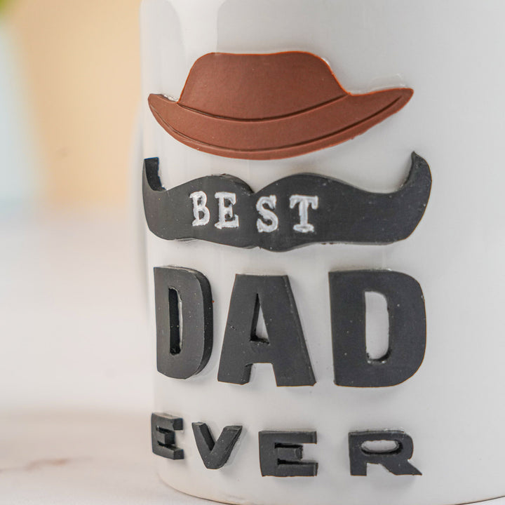 Handmade Polymer Clay Best Dad Ever Theme Mug