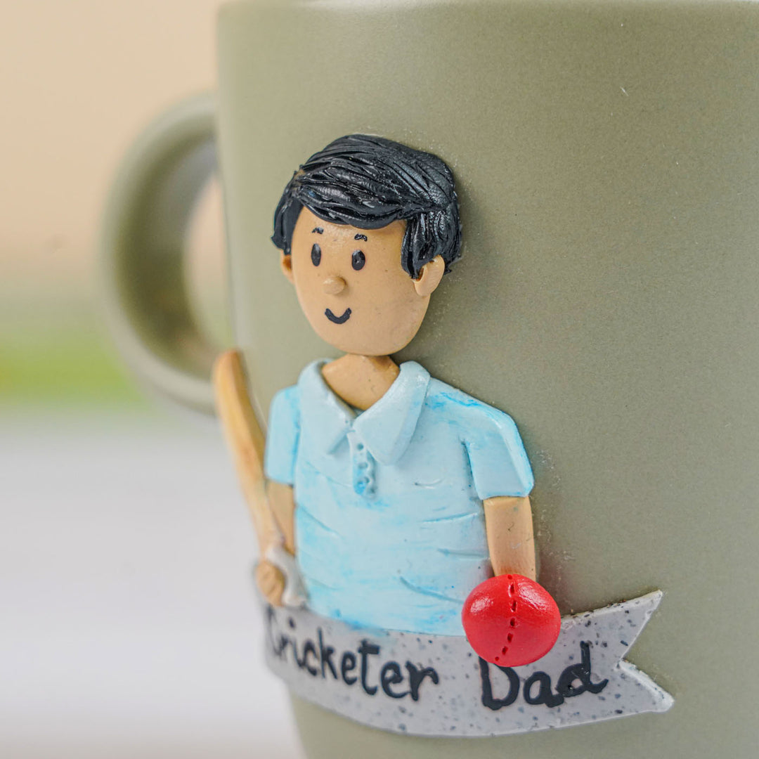 Personalized Handmade Polymer Clay Sports Dad Theme Ceramic Mug