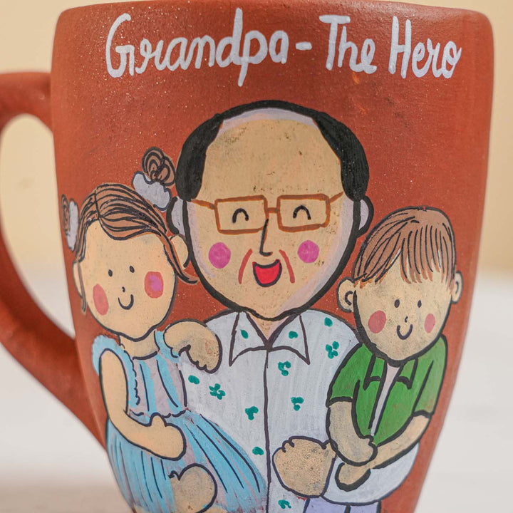Handpainted Personalised 3D Terracotta Mug with Caricatures