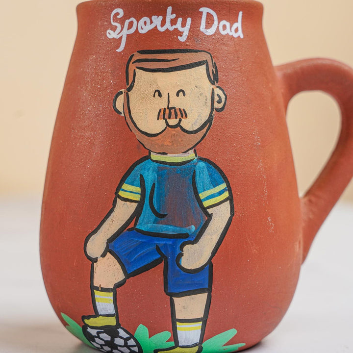 Handpainted Terracotta Mug With Sports Dad Avatar Illustrations