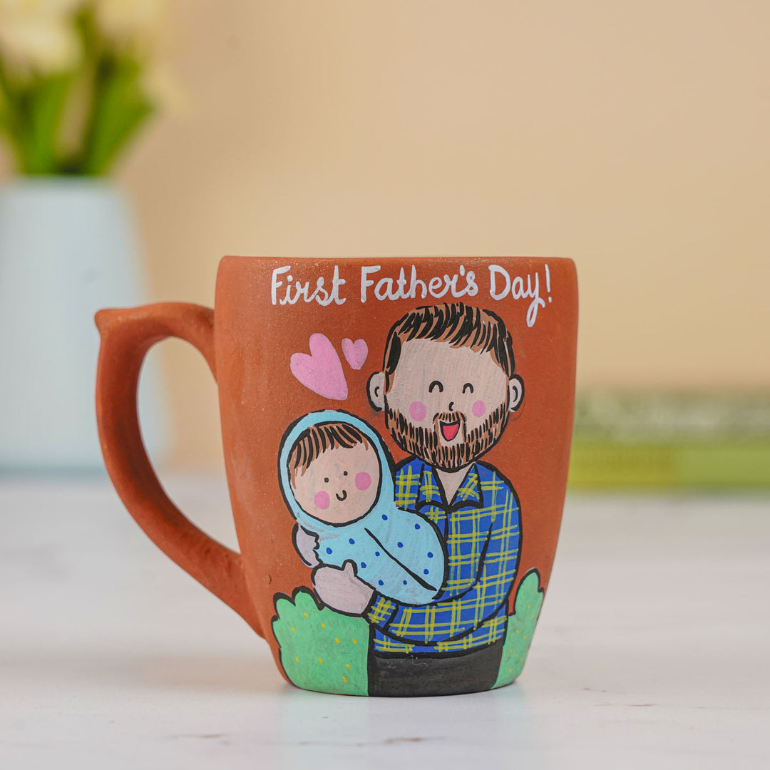 Handpainted Personalised 3D Terracotta Mug with Caricatures