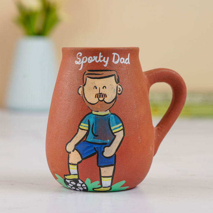 Handpainted Terracotta Mug With Sports Dad Avatar Illustrations