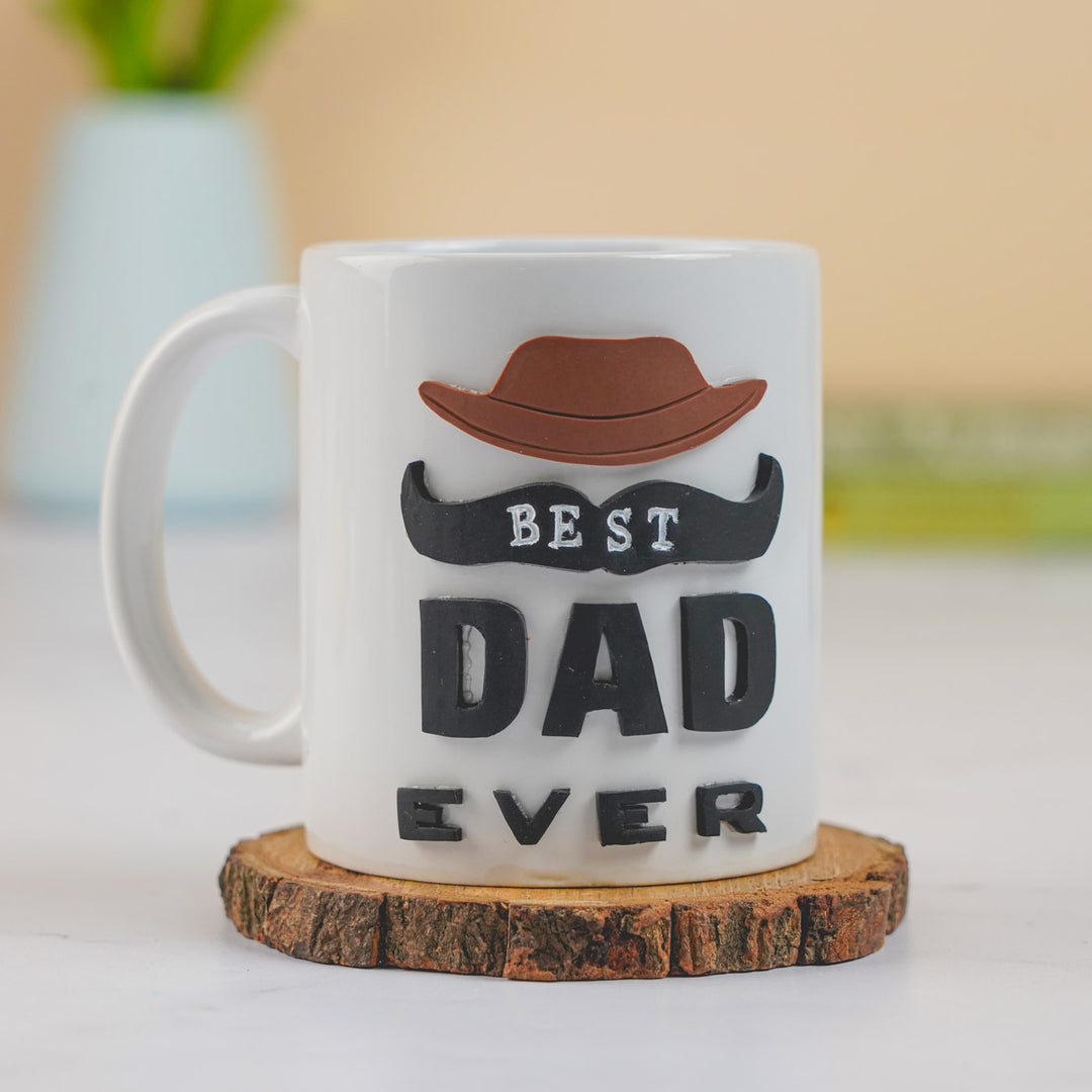 Handmade Polymer Clay Best Dad Ever Theme Mug