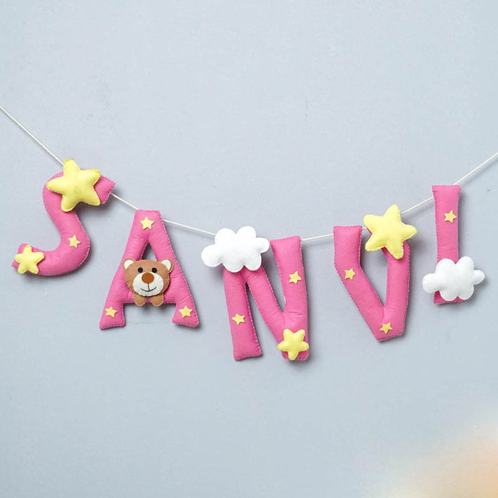 Personalized Felt Kids Teddy Themed Bunting - Name Personalization Example Hanging