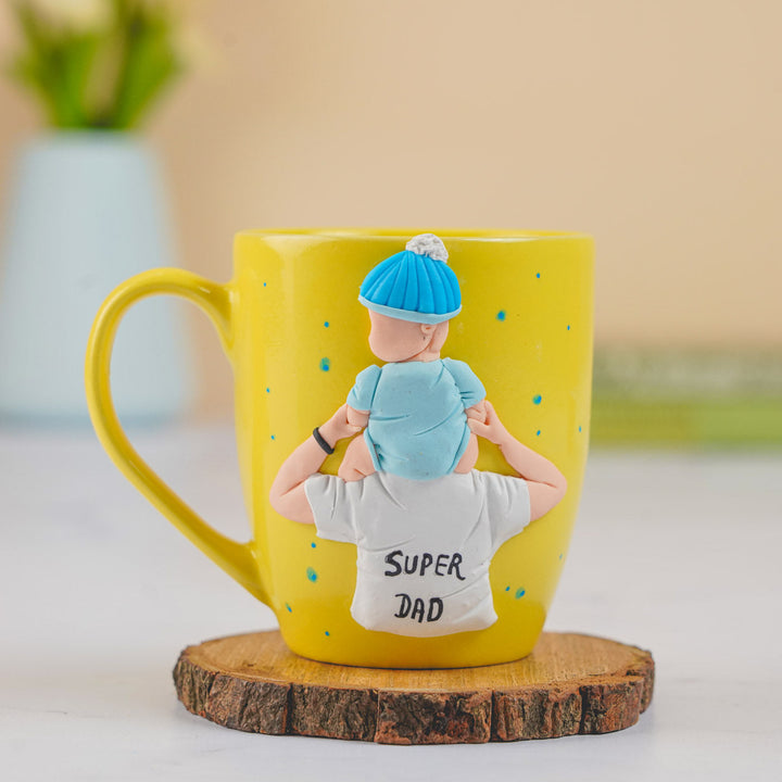 Customized Handmade Polymer Clay Dad And Kid Theme Mug