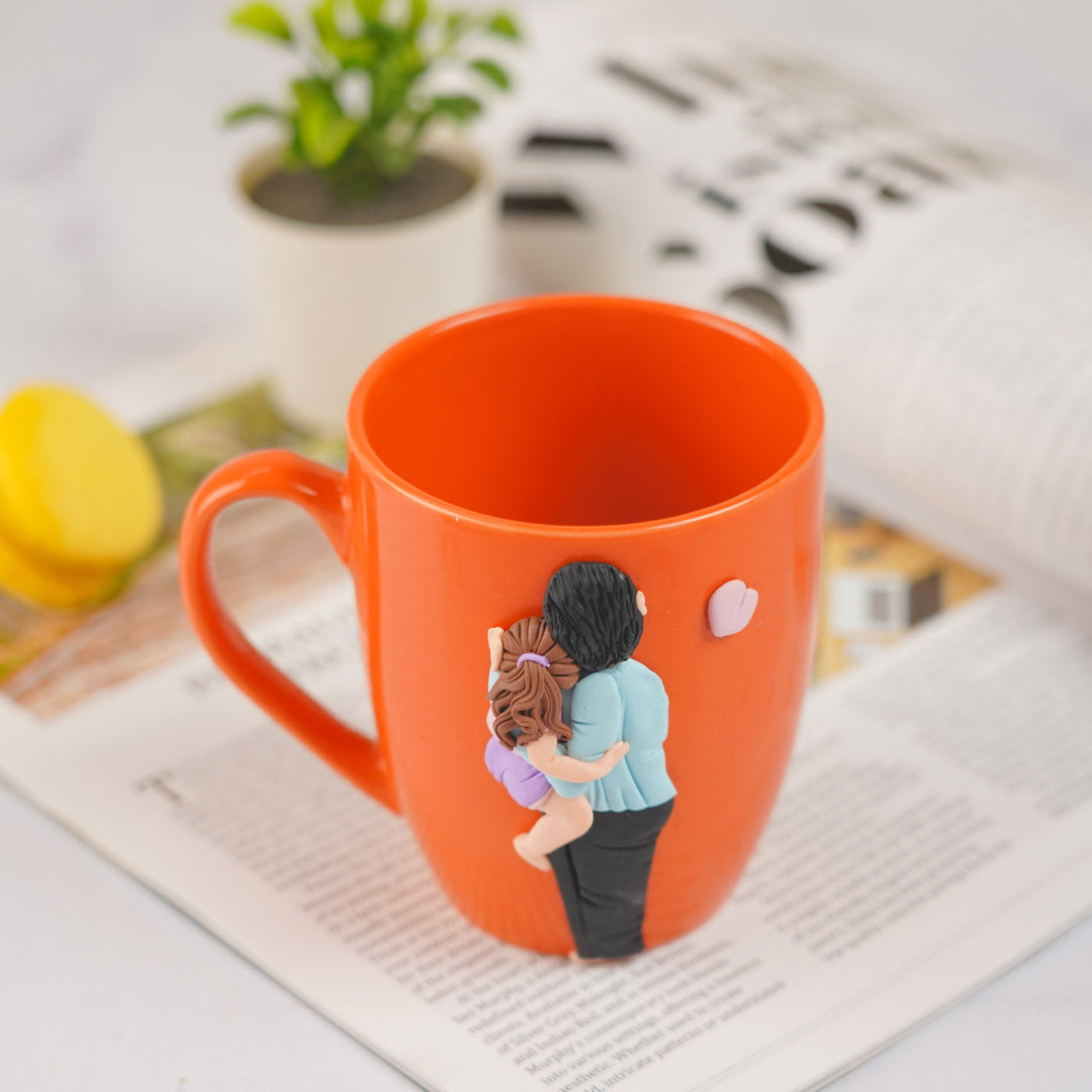 Customized Handmade Polymer Clay Parent And Child Mug