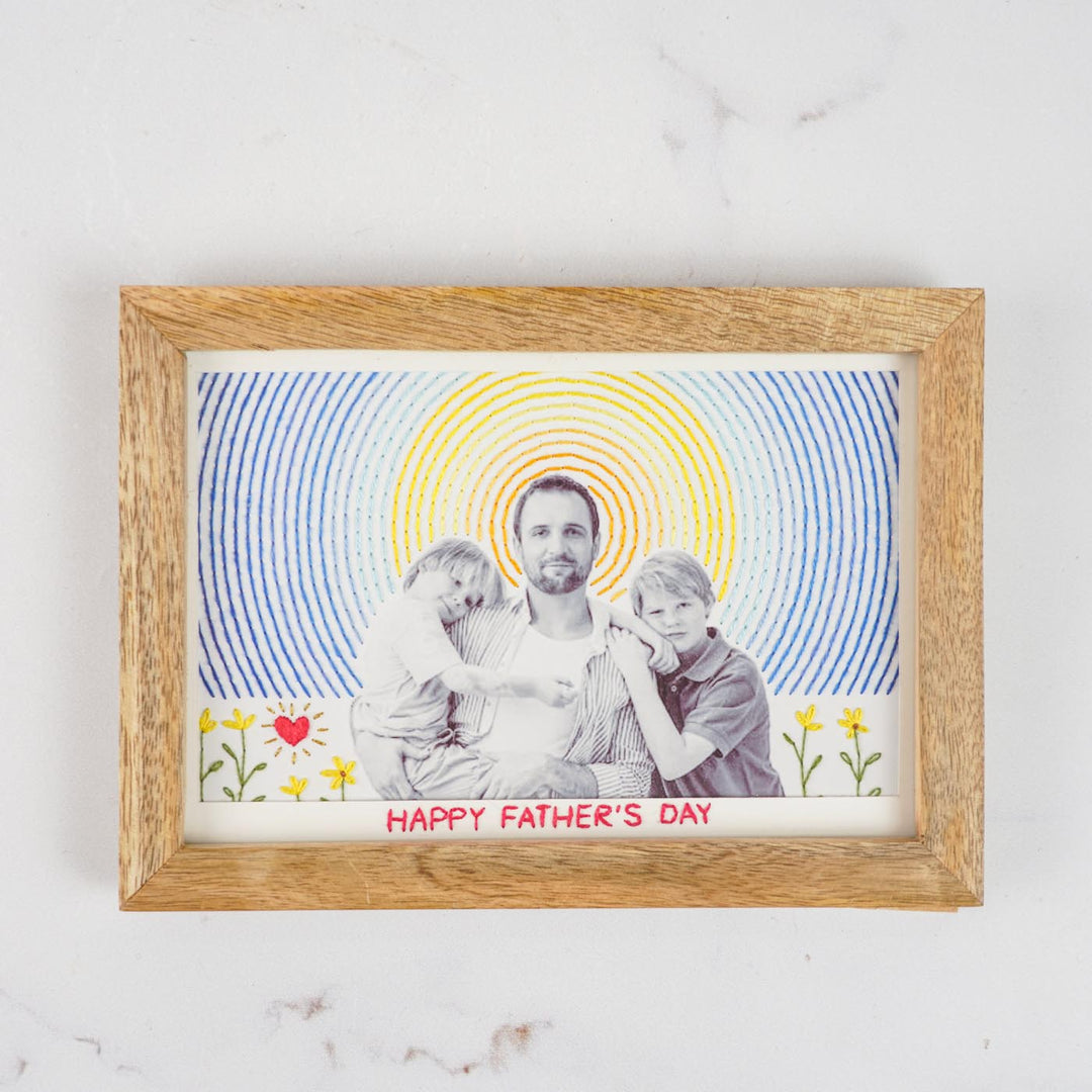 Van Gogh Design Floral Hand Embroidered Photo With Wooden Frame