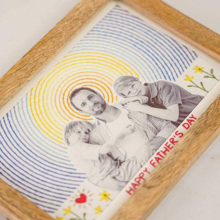 Van Gogh Design Floral Hand Embroidered Photo With Wooden Frame