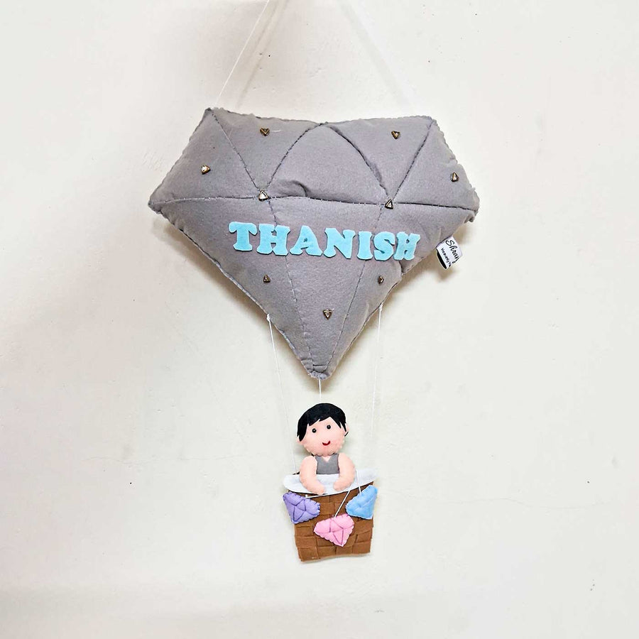Personalized Diamond Shaped Felt Kids Name Plate For Kids - Hanging Display with Name Personalization