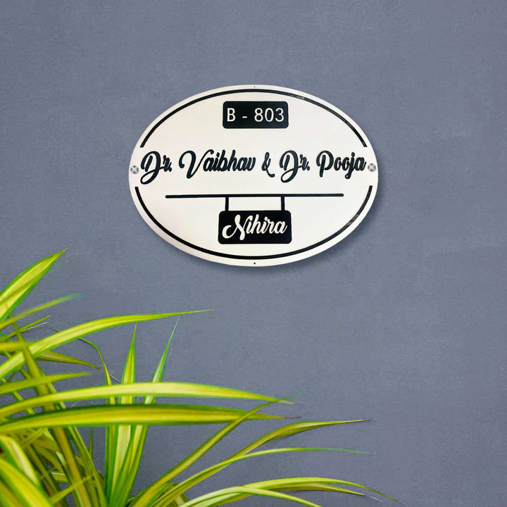 Personalized Waterproof Doctor Embossed Acrylic Name Plate - Front View Mounted on Wall