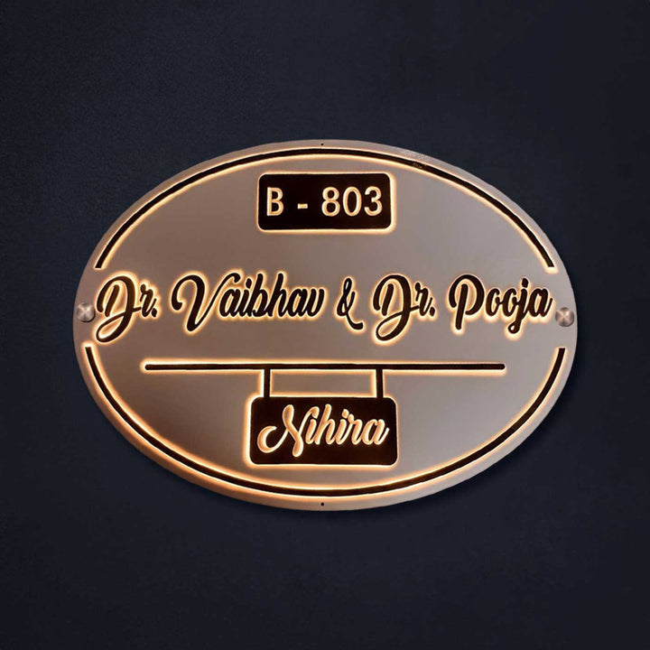 Personalized Waterproof Doctor Embossed Acrylic Name Plate - Front View on Wall Background