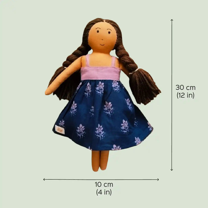 Nilah in Pink & Blue Dress With Changeable Outfits | Soft Hand-Stitched Sustainable Indian Play Doll