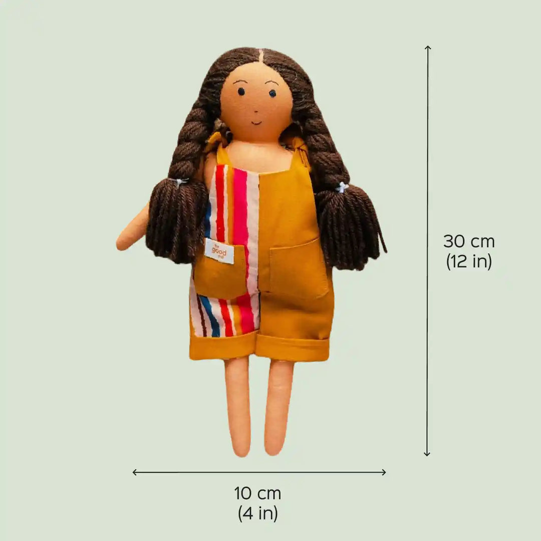 Nilah in Romper With Changeable Outfits | Soft Hand-Stitched Sustainable Indian Play Doll