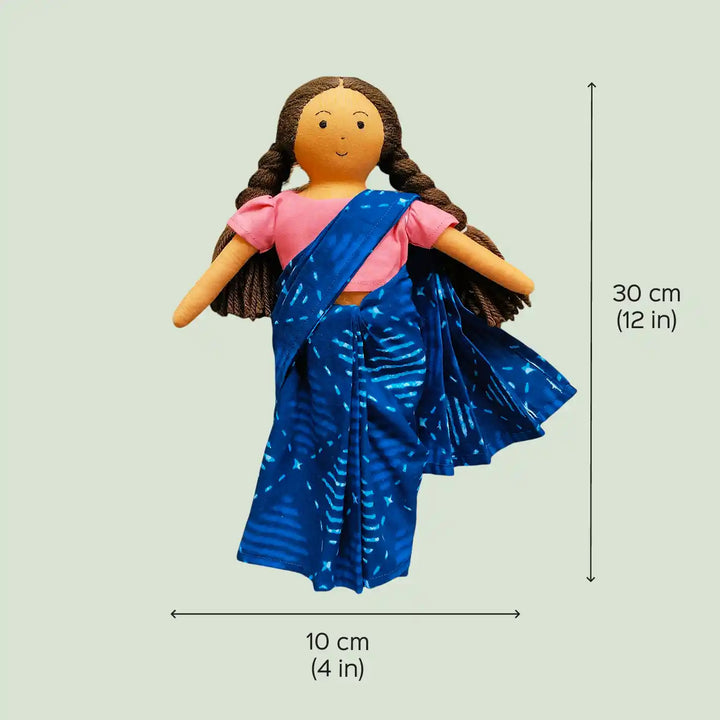 Nilah in Cotton Saree With Changeable Outfits | Soft Hand-Stitched Sustainable Indian Play Doll