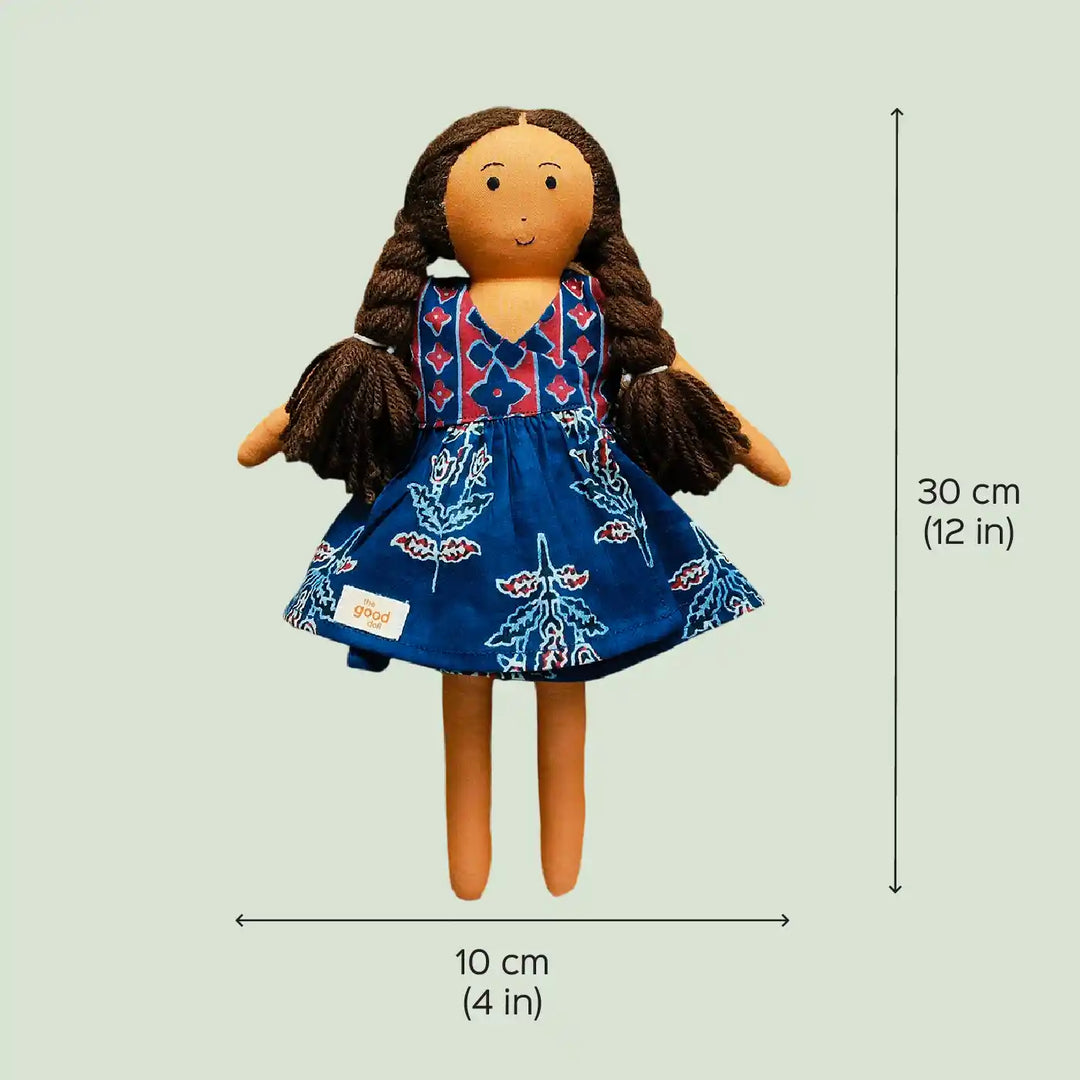 Nilah in Short Wrap Dress With Changeable Outfits | Soft Hand-Stitched Sustainable Indian Play Doll