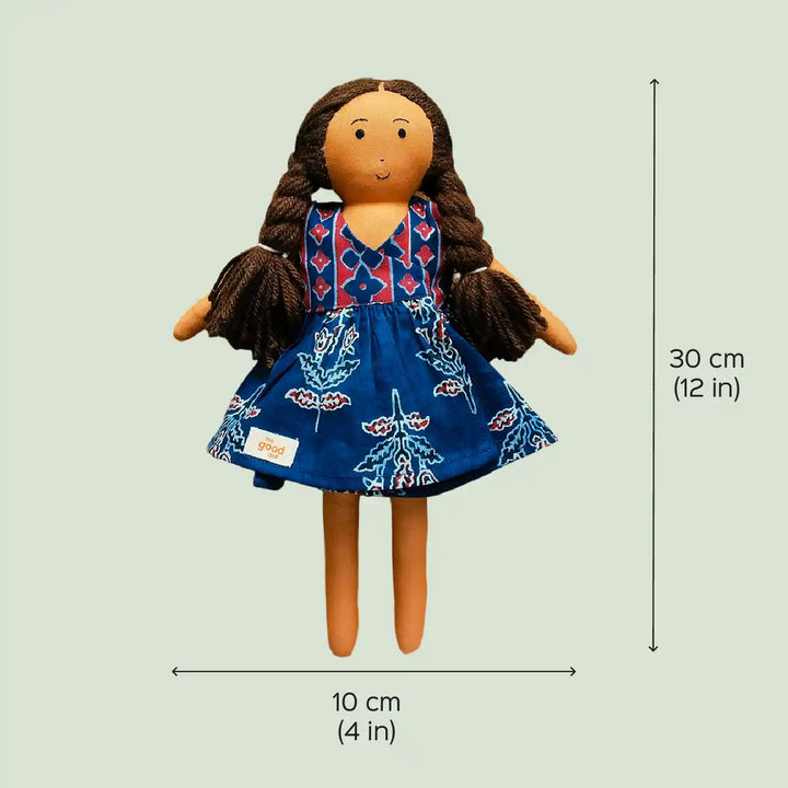 Nilah in Short Wrap Dress With Changeable Outfits | Soft Hand-Stitched Sustainable Indian Play Doll