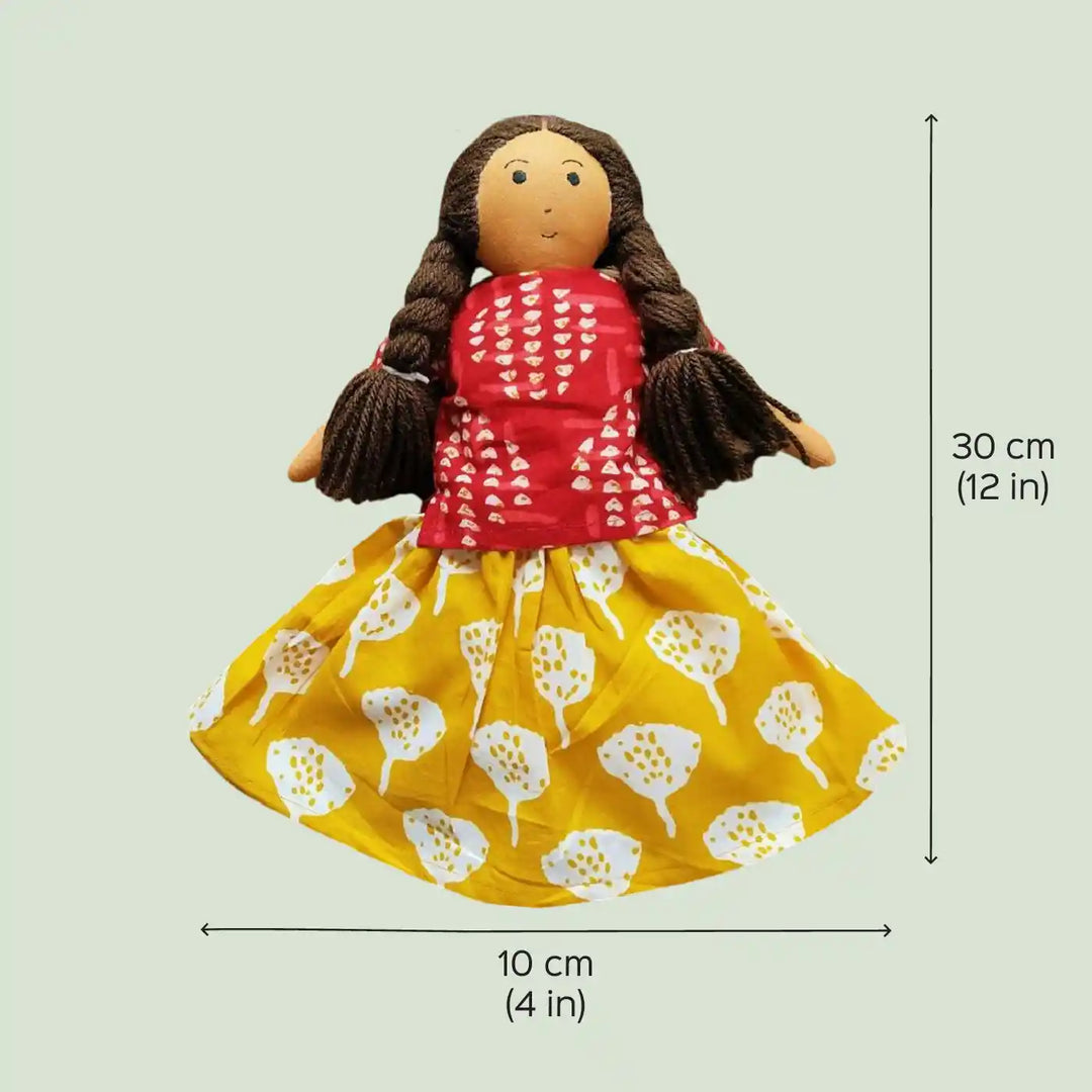 Nilah in Red Cotton Dress With Changable Outfits | Soft Hand-Stitched Sustainable Indian Play Doll