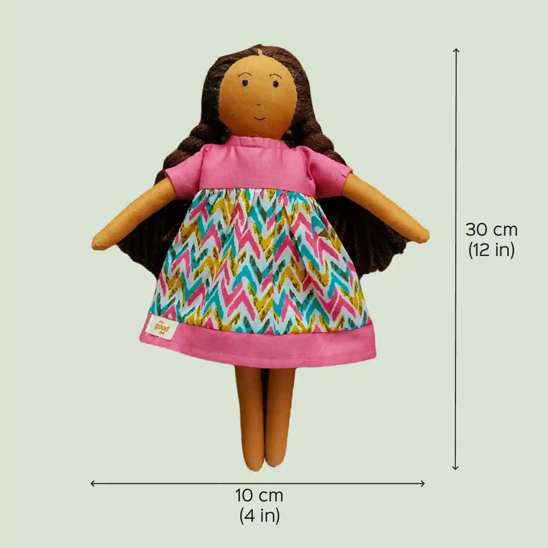 Nilah in High Waist Dress With Changeable Outfits | Soft Hand-Stitched Sustainable Indian Play Doll