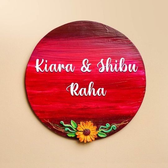 Personalized Sunflower Blosoom Theme Mdf Wood Name Plate - Front View with Name Personalization